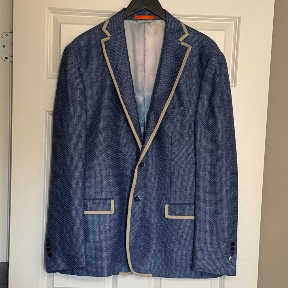 NWOT/TALLIA Blue Blazer with Cream Trim/Never Worn or Altered/46R